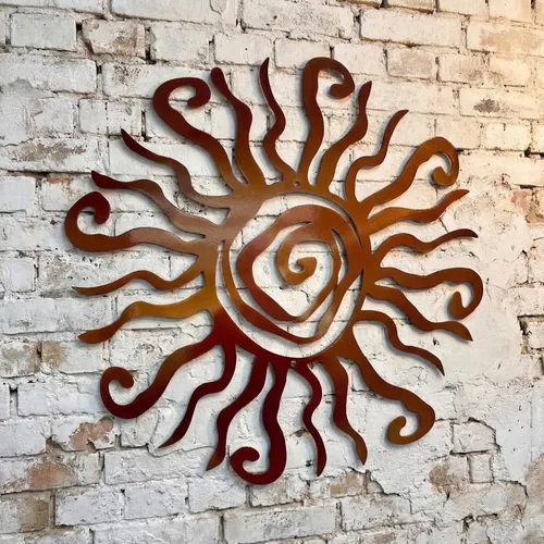Miniatura 9 de Moxweyeni Arte de pared de metal con sol de 12 pulgadas, decoración al aire libre, loco y grande, decoración de pared de metal, decoración de Azul