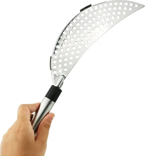 Miniatura 3 de Tegg Crescent - Colador de pasta de acero inoxidable para grasa, escurridor con mano para diferentes ollas, herramienta de cocina