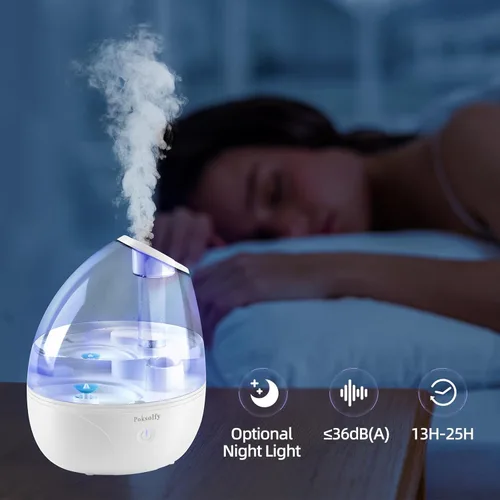 Miniatura 5 de Humidificador de niebla fría para dormitorio, humidificadores pequeños de 2L para dormitorio y oficina, humidificador de 25 dB para habitación