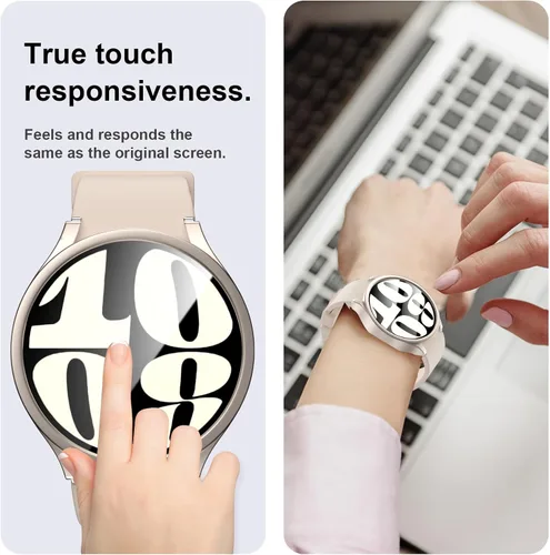 Miniatura 4 de Paquete de protectores de pantalla para Samsung Galaxy Watch 6 de 1.732 pulgadas, JZK 2 Hard PC Bumper Case + 4 protectores de pantalla de vidrio