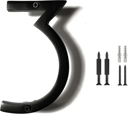 Miniatura 21 de NACH Números de casa flotantes, números de casa negros de aluminio de 6 pulgadas para exteriores, número 5, números de puerta con accesorios