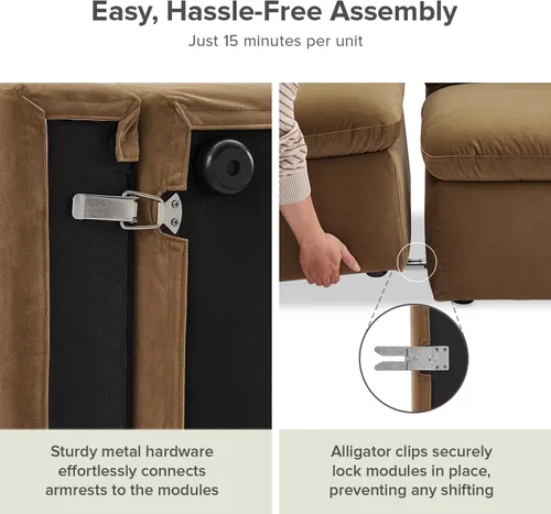 Miniatura 7 de mopio Sofá Seccional Modular de Gran Tamaño con Fundas Completamente Extraíbles y Almacenamiento, Convertible en Forma de U, en Forma de L