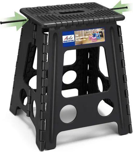 Miniatura 35 de ACKO Taburete plegable plegable de 16 pulgadas, 400 libras de capacidad, taburetes de plástico para adultos y niños, taburetes plegables para Blanco