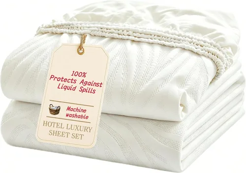 Miniatura 10 de Protector de colchón impermeable azul individual XL con protector de almohada, protege contra derrames de líquidos, suave, silencioso