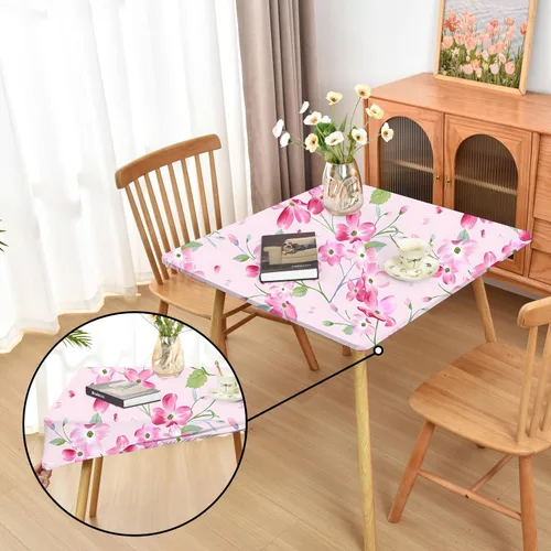Miniatura 39 de Mantel ajustado blanco con elástico para mesas plegables de 48x48 pulgadas, manteles lavables y elásticos de elastano para mesas de cartas, manteles