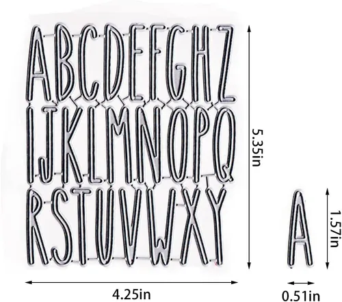 Miniatura 2 de Estivaux Letras del alfabeto mayúsculas troqueladas para hacer tarjetas, juego de troqueles de 26 palabras del alfabeto, plantillas de troqueles