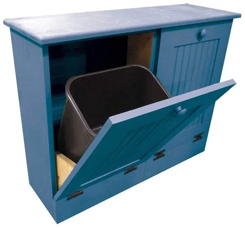 Miniatura 20 de Cubo doble de basura/Recipiente para papelera de reciclaje. Borgoña sólido