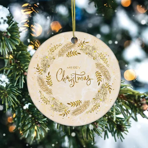 Miniatura 2 de Adornos de árbol de Navidad, adorno de mármol de Navidad, adorno de recuerdo, decoración del hogar, colgante de mármol natural, adornos redondos