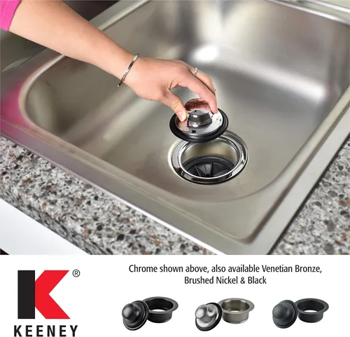 Miniatura 5 de Keeney Manufacturing K5417BLK - Brida y tapón de eliminación de basura, color negro
