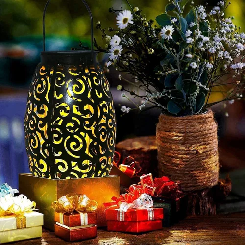 Miniatura 2 de esgarden Paquete de 2 faroles para exteriores mejorados de 15 lúmenes, regalos de jardinería, faroles solares para patio, luces colgantes