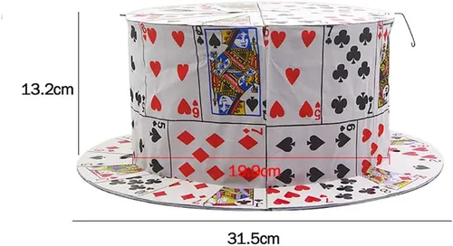 Miniatura 6 de Enjoyer - Tarjeta plegable para fanáticos a tarjetas, sombrero de copa, trucos mágicos, ilusiones de escenario, accesorios de comedia, accesorios