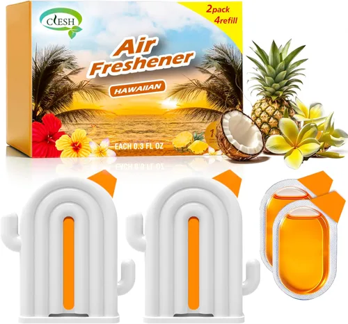 Miniatura 9 de Ambientador para el hogar, paquete de 2, 2 recargas, aroma de eucalipto, eliminador de olores, hasta 120 días, ambientador en forma de cactus