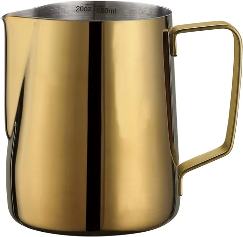 Jarra de espuma de leche de 20 onzas, taza de acero inoxidable, perfecta para café con leche, capuchino, espumador de leche de acero inoxidable,