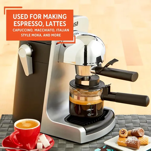 Miniatura 7 de IMUSA Cafetera eléctrica para Espresso y Cappuccino Bistro de 4 tazas, plateado