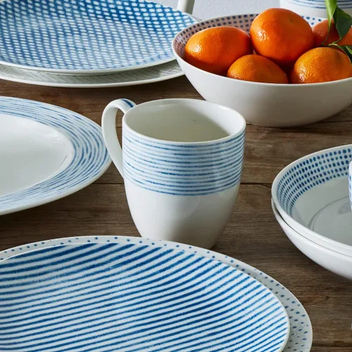 Miniatura 5 de Noritake Juego de 4 tazas de hamaca azul, 15 onzas.