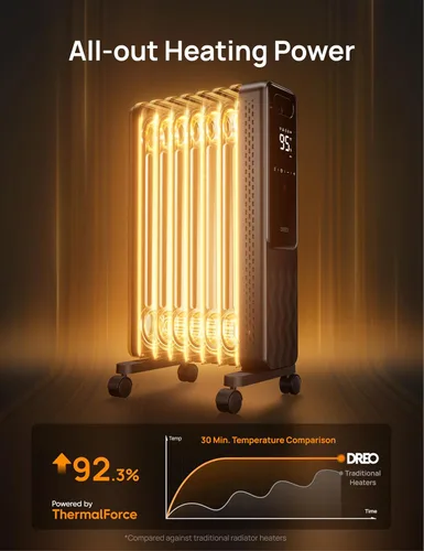 Miniatura 4 de Dreo Radiador con Relleno de Aceite, Calentadores Radiantes Eléctricos para Uso en Interiores, Habitación Grande con Control Remoto, Bloqueo