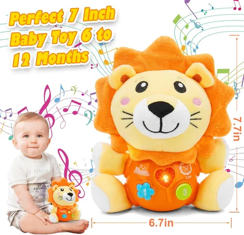 Miniatura 7 de Juguetes para bebés de 6 a 12 meses - Juguete de peluche musical de león para bebés de recién nacidos a 1 año para niños y niñas