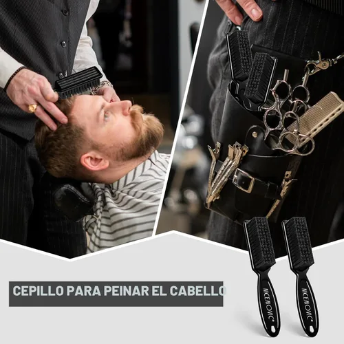Miniatura 4 de NICEMOVIC Cepillos de peluquero, 10 piezas de cepillo de limpieza de cerdas de nailon con mango de plástico, suministros de limpieza Negro