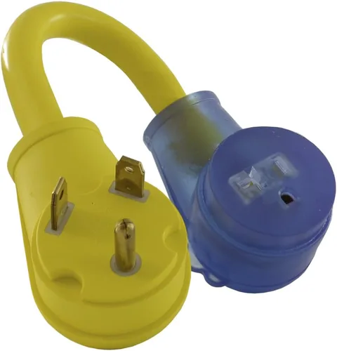 Conntek 14340 Adaptador de Cable RV de 30 Amperios a 15/20 Amperios, Amarillo y Azul