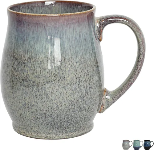 Miniatura 5 de Bosmarlin Taza de café de cerámica extragrande, 25 onzas, apta para lavavajillas y microondas, taza de té grande de gran tamaño, esmalte reactivo