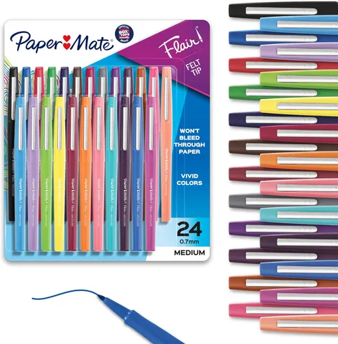 Miniatura 11 de Paper Mate Flair - Bolígrafos de punta de fieltro, punta media (0.028 in), colores surtidos, 12 unidades, para artes y manualidades, toma de notas