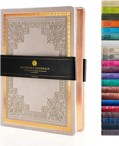 Miniatura 25 de VICTORIA'S JOURNALS Diario Vintage de Cuero Sintético con Tapa Dura Cuaderno Rayado Diario de Viaje de Aspecto Antiguo, Tamaño A5 5.7'' x 8.1'' Gris
