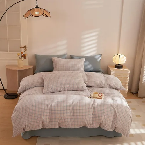 Miniatura 27 de VCLIFE - Juego de funda de edredón de algodón para cama individual, matrimonial, Queen, King, moderno, geométrico, juego de ropa de cama gris