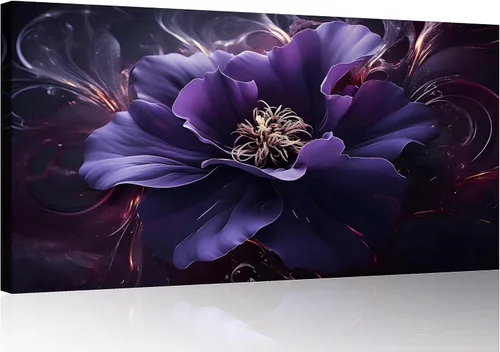 Miniatura 25 de TutuBeer 1 Panel Arte de Pared con Imagen Púrpura Arte de Pared en Lienzo Púrpura Abstracto Color Ciruela Impresión de Flores en Lienzo Pintura
