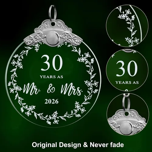 Miniatura 3 de Regalo de 30 aniversario de boda, adorno de Navidad para parejas, padres, marido, esposa, él, ella