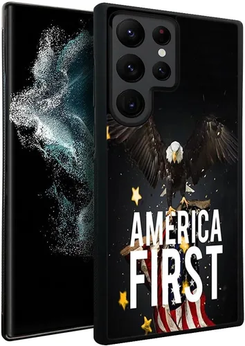 Miniatura 2 de DJSOK Funda para Samsung Galaxy S22 Ultra, diseño de patrón de lujo, a prueba de golpes, funda resistente para hombre y mujer, bandera americana