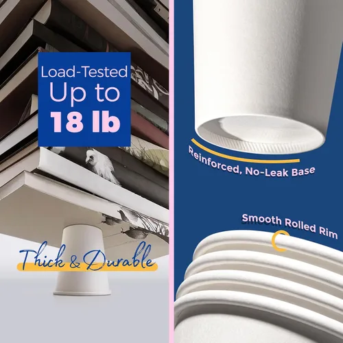 Miniatura 3 de Fit Meal Prep Paquete de 100 tazas de café desechables de 8 onzas con tapas, vasos de papel de alta calidad, tazas de café caliente a prueba