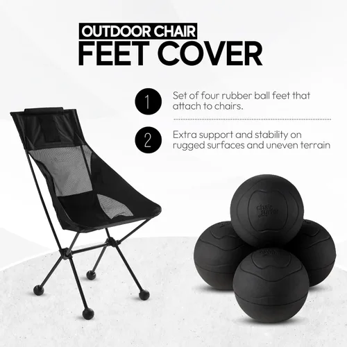 Miniatura 2 de Patas de goma estabilizadoras para silla de campamento Helinox – Tapa duradera para patas de silla de exterior, ayuda a la estabilidad en Negro