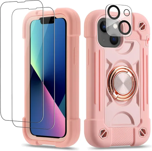 Miniatura 74 de Funda para iPhone 11 de 6.1 pulgadas con soporte de anillo, con 2 protectores de pantalla de vidrio, resistente a los golpes, resistente a