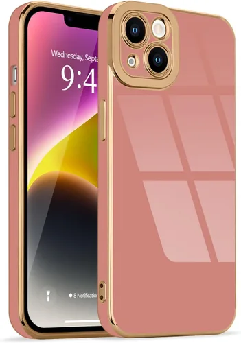 Miniatura 131 de Lafunda Diseñada para iPhone 13 Pro, fundas lujosas con chapado lindo para mujeres y niñas, elegante borde dorado, a prueba de golpes, TPU con funda