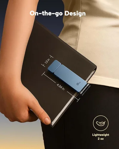 Miniatura 6 de 86lux Luz de Libro, Luz de Lectura LED Recargable con Clip para Uso en Cama y Noche - 3 Temperaturas de Color con Atenuación Continua, Diseño de Azul