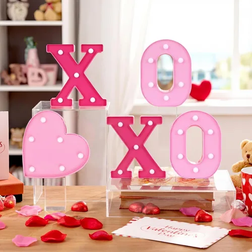 Miniatura 8 de VIHOSE Letrero de Luces LED en Forma de Letras para el Día de San Valentín, Decoración de Mesa, Letras Iluminadas a Pilas para Hogar, Bares, XO XO