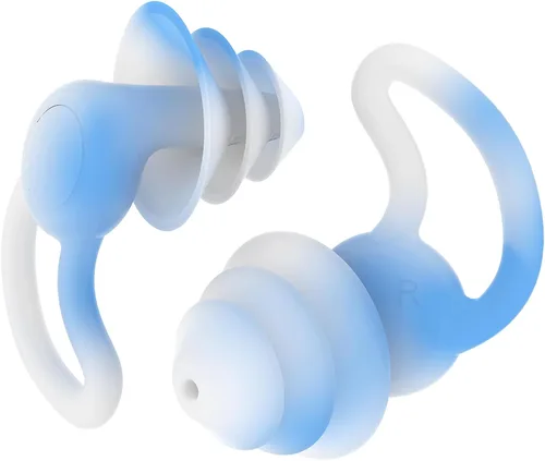 Tapones reutilizables para los oídos de natación con clips para la nariz, 2 pares de tapones de silicona para los oídos para adultos, surf acuático,