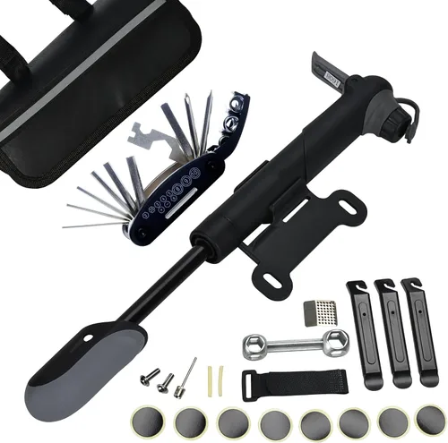 DAWAY Kits de herramientas de reparación de bicicletas, bolsa de reparación de bicicletas y bomba de bicicleta de 120 PSI o bolsa de sillín con