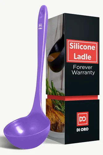 Miniatura 9 de DI ORO Cucharón de Silicona – Cucharón de sopa para cocinar y servir resistente al calor – Cucharón grande de sopa de cocina seguro para utensilios