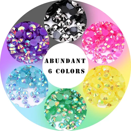 Miniatura 7 de Diamantes de imitación arcoíris para uñas, colores mezclados, diamantes de imitación de resina para manualidades, gemas brillantes para uñas