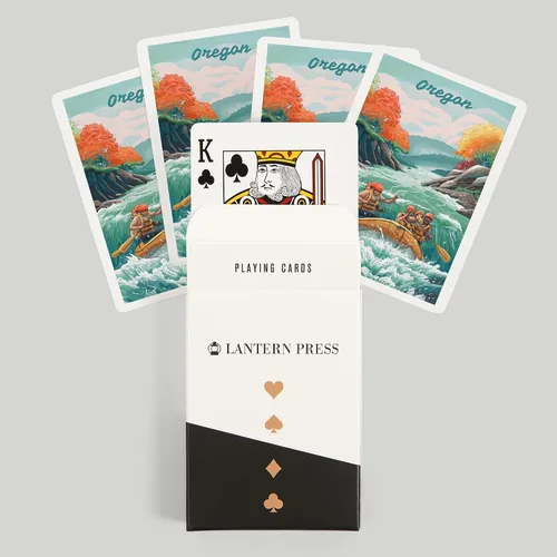 Miniatura 6 de Lantern Press Oregon, Seek Adventure, River Rafting, Fall, 52 Playing Cards for Adults, Poker Size Card Deck