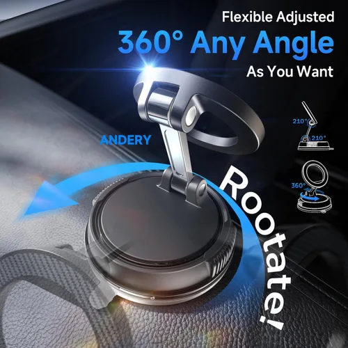 Miniatura 4 de ANDERY Soporte para teléfono de coche para Magsafe [78+LBS de succión más fuerte y 2400gf magnético] Montura de teléfono de coche ajustable en 360°