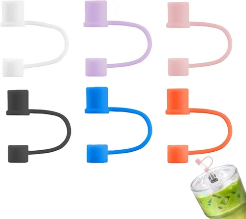 Miniatura 18 de Paquete de 6 Cubrepajitas, Adecuadas para Todas las Tazas con un Diámetro de Pajita de 0.31in/8mm, Tapas de Silicona a Prueba de Polvo