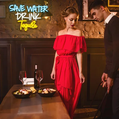 Miniatura 6 de Letrero de Neón "Save Water Drink Tequila" Luces LED de Neón para Decoración de Pared Luces USB Iluminadas para Casa, Bar de Cerveza, Dormitorio