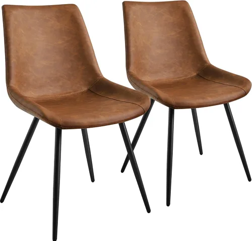Miniatura 14 de Yaheetech Juego de 2 sillas de comedor modernas tapizadas con asiento de piel sintética y patas de metal para el hogar, cocina, diseño sin brazos