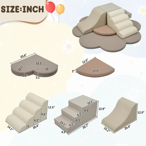 Miniatura 2 de Juguetes de escalada para niños pequeños de 6 piezas para interiores, bloques de escalada de espuma con escalones, tobogán y alfombrillas de juego
