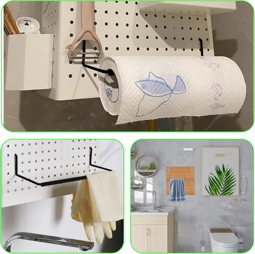 Miniatura 7 de AccEncyc Paquete de 2 soportes para toallas de tablero de clavijas para toallas de papel, toallas de cocina, calcomanías, cintas, gran organizador