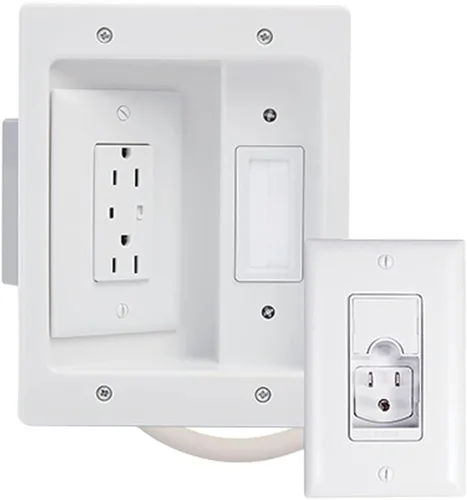 Legrand On-Q - Kit de alimentación para TV en pared, sistema de gestión de cables con toma empotrada, oculta cables para televisores montados en