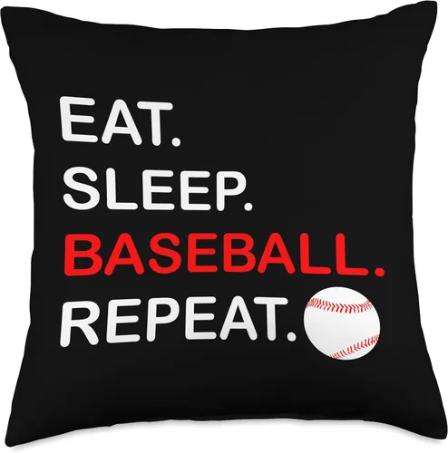 Miniatura 5 de Funny Baseball Lover Eat Sleep Baseball Repeat Eat Sleep Repeat Lovers - Almohada de béisbol divertida, 16 x 16 pulgadas, multicolor