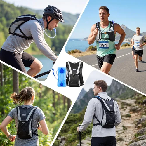 Miniatura 7 de KUYOU Running Hydration Vest - Lightweight Insulated Hydration Backpack with 2L Water Bladder, Adjustable Chest Straps and Reflective Water Backpack